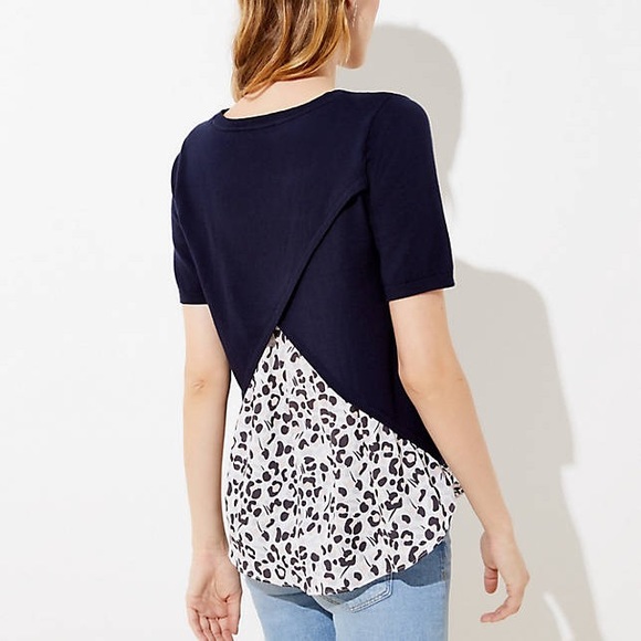 LOFT Mixed Media Cheetah Sweater - Picture 2 of 6